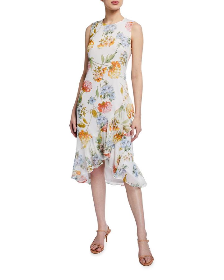Floral Chiffon Ruffle High-low