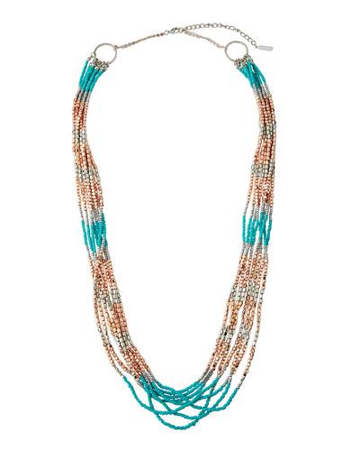 Layered Multi-strand Beaded Necklace, Turquoise/multi
