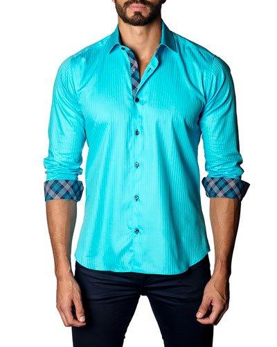 Striped Sport Shirt, Turquoise