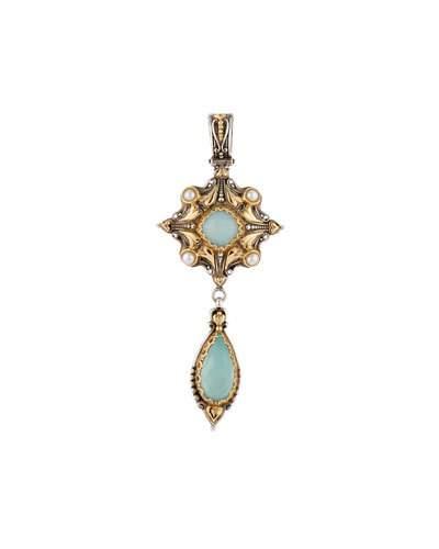 Sea Blue Agate & Pearl Pendant