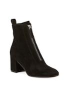 Suede Front-zip Ankle Booties
