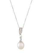 14k Pave Diamond & Freshwater Pearl Pendant Necklace,