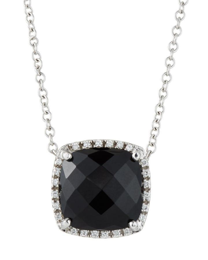 18k White Gold Diamond & Onyx Necklace