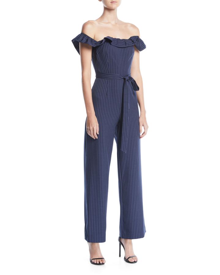 Dolly Off-the-shoulder Striped Jumpsuit