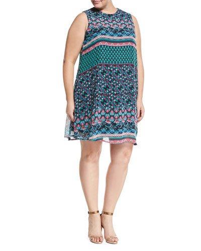 Graphic-print Chiffon Trapeze Dress,