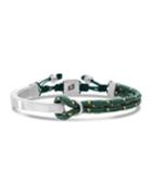 Men's Stainless Steel Id Bar Bracelet With Cord, Green