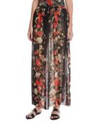 Floral Tulle Double-slit Coverup Maxi
