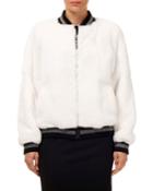 Rex Rabbit Fur Wool Glitter-trim Bomber Jacket