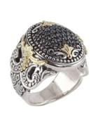 Asteri Ornate Round Pave Black Diamond Ring,