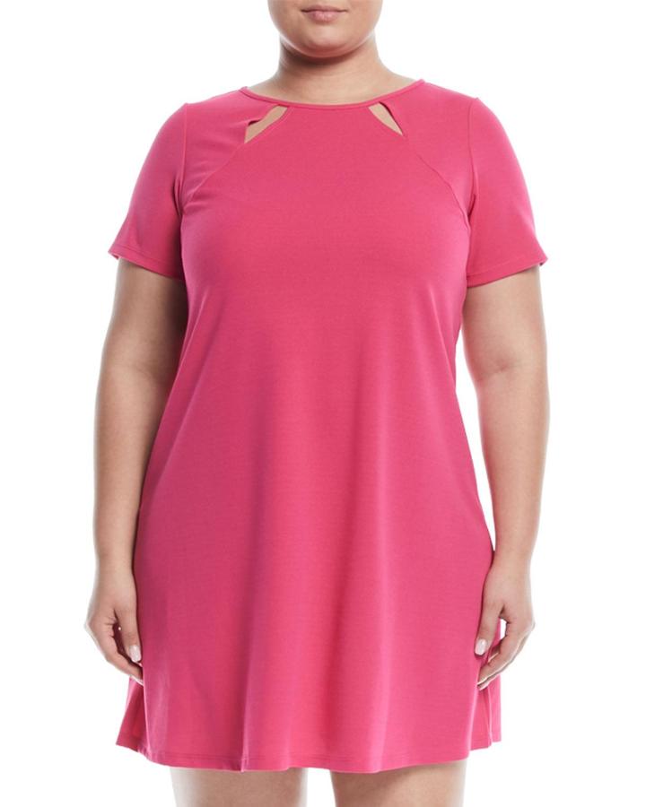 Short-sleeve Jersey Trapeze Dress,