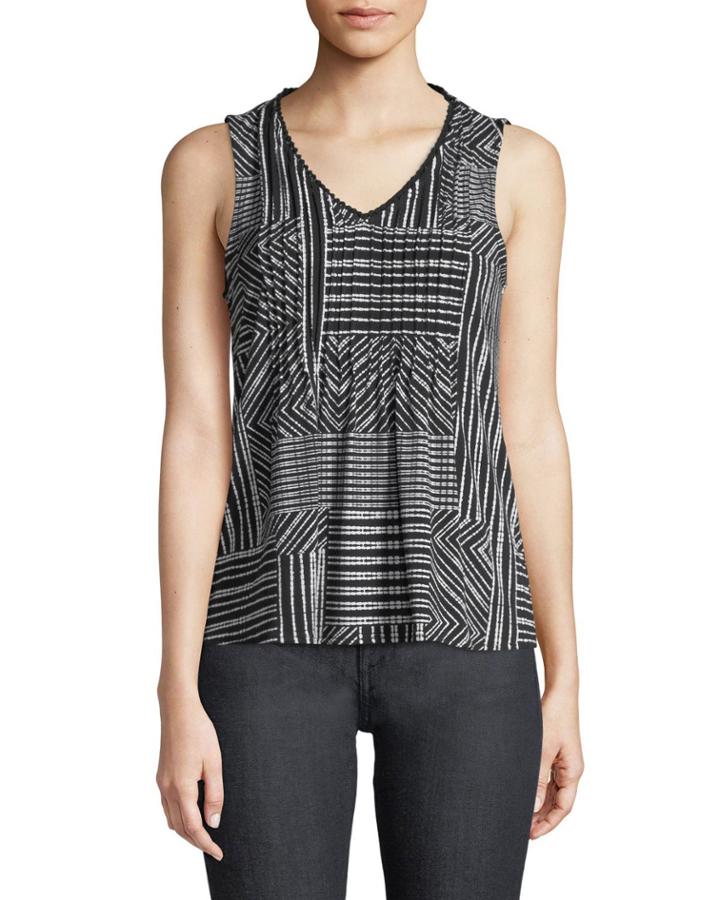 Sleeveless Geometric Print Blouse