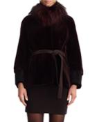 Mink Fur Jacket With Fox Fur Collar And Cuffs