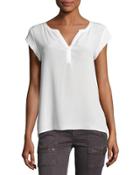 Tashi V-neck Silk Top, Porcelain