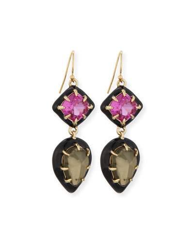 Pyrite Doublet & Ruby Corundum Earrings