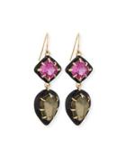 Pyrite Doublet & Ruby Corundum Earrings
