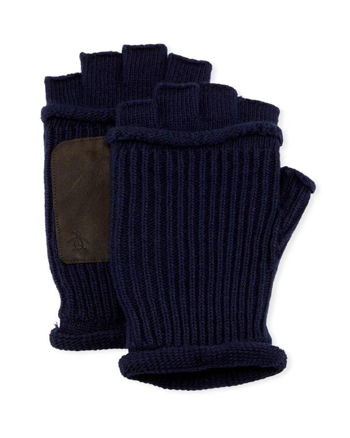 Men's Mixed Ribbed Fingerless Knit Gloves