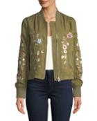 Zoe Floral-embroidered Bomber Jacket