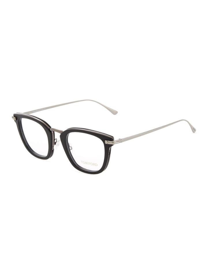 Square Matte Acetate & Metal Optical Frames, Black
