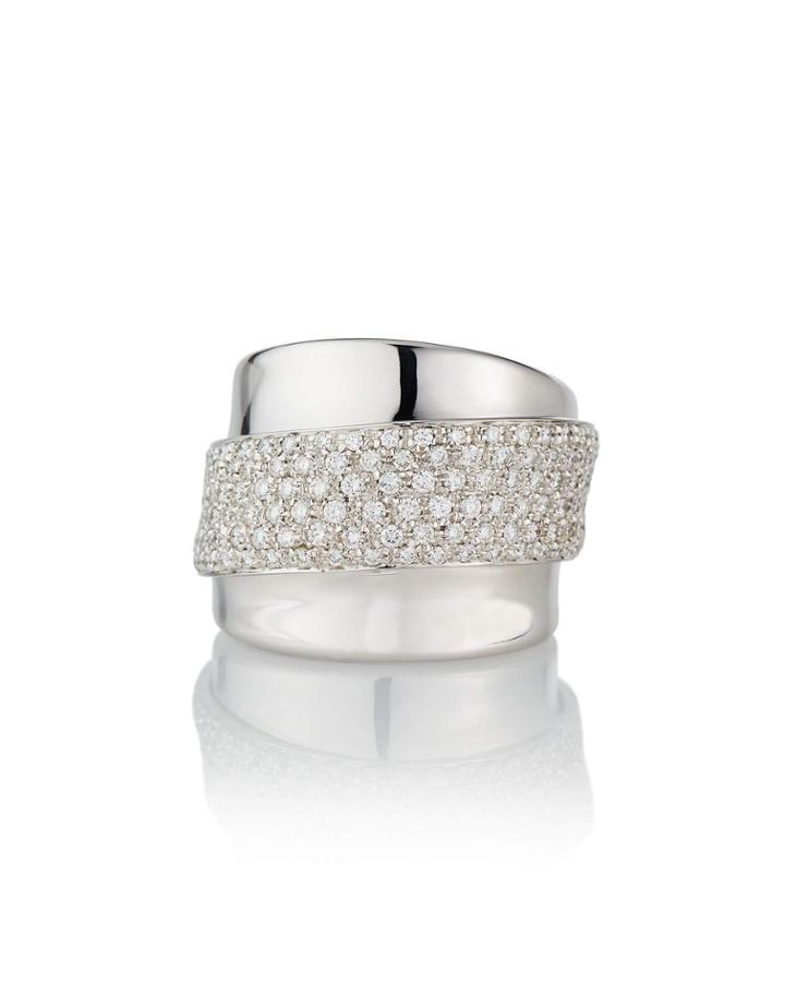 Estate 18k White Gold Diamond Overlay Ring,