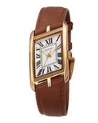 Sofia Asymmetric Watch W/ Leather Strap, Brown/gold
