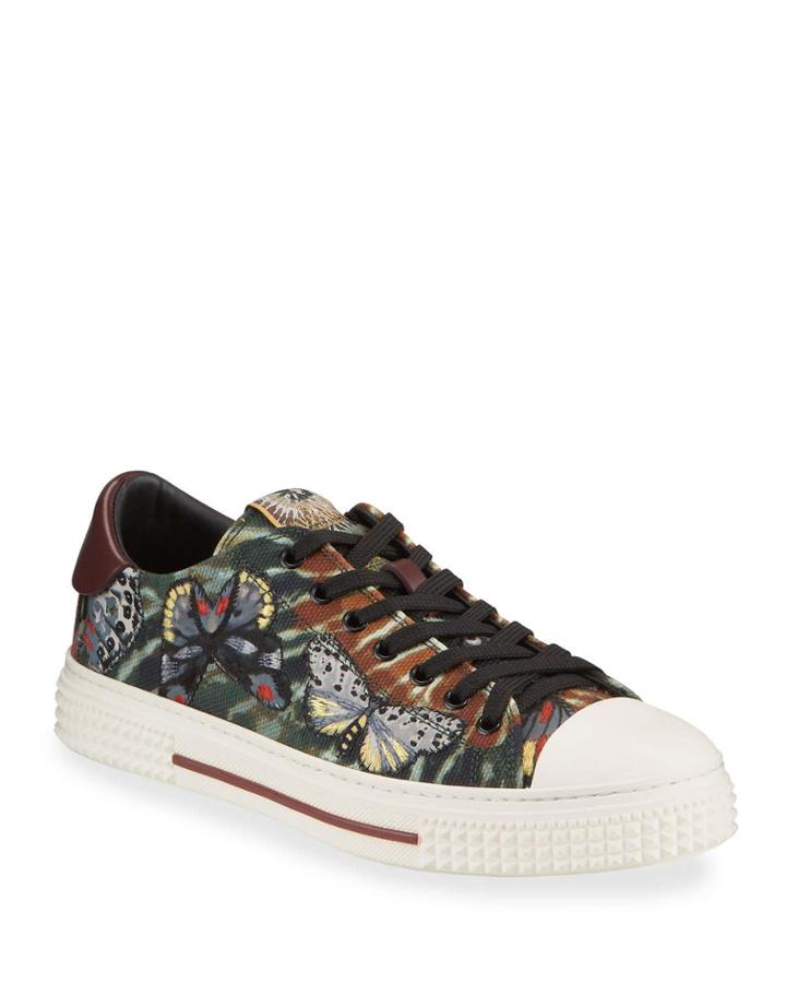 Butterfly Embroidered Canvas Low-top