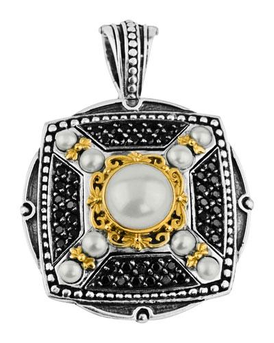 Spinel & Pearl X-shape Pendant Enhancer