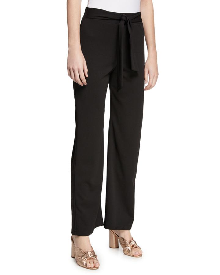 Striped Belted Mid-rise Wrap Pants