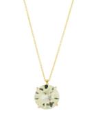 18k Round Green Amethyst Pendant Necklace