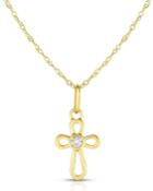 14k Italian 1-diamond Cross Necklace