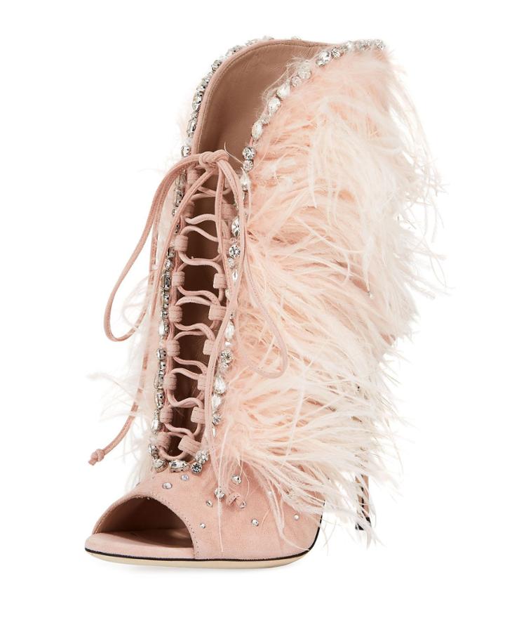 Jeweled Feather Suede