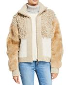 Patchwork Faux-fur Cropped