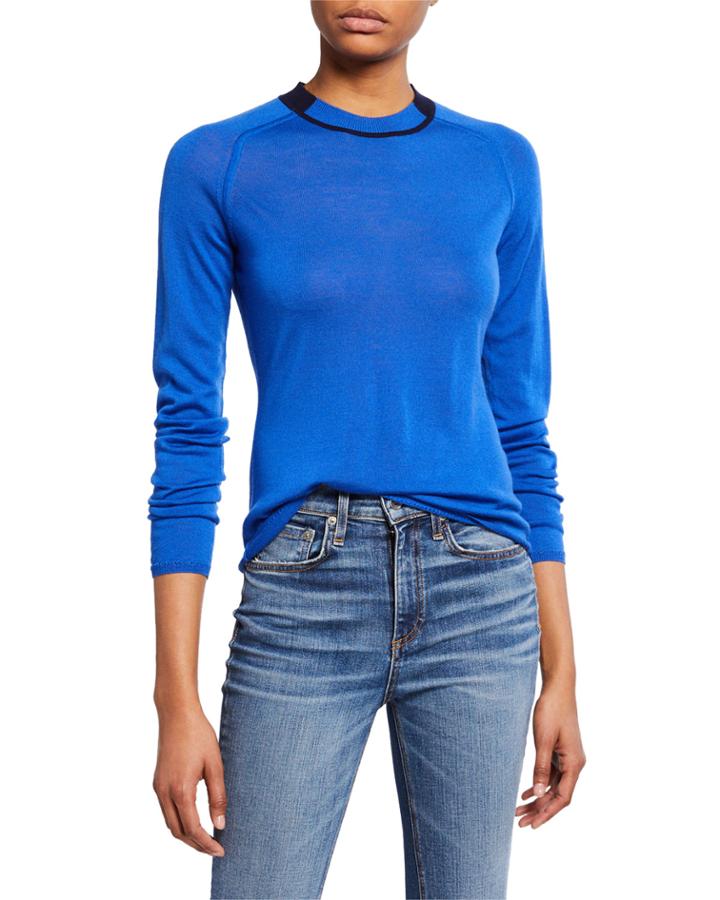 Pamela Crewneck Long-sleeve Merino Wool Top