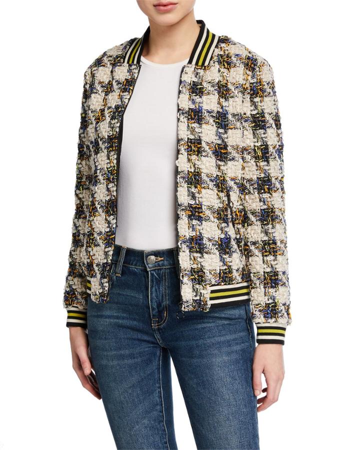 Sparkle Houndstooth Bomber Jacket
