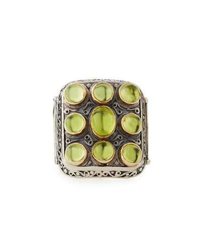 Color Classics Rectangular 9-stone Peridot Ring,
