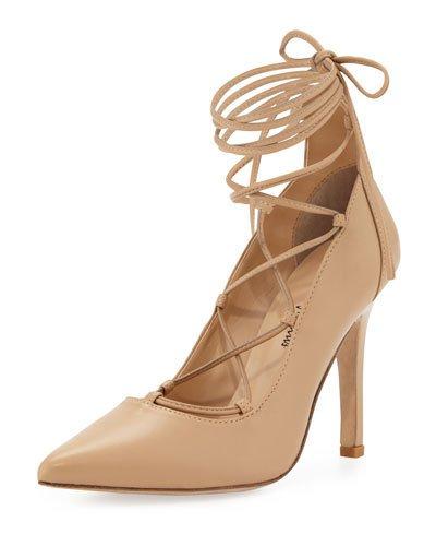 Tallen Ballerina Lace-up Pump, Nude
