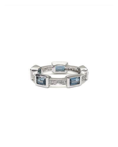 London Blue Topaz Deco Puzzle Stack Ring,