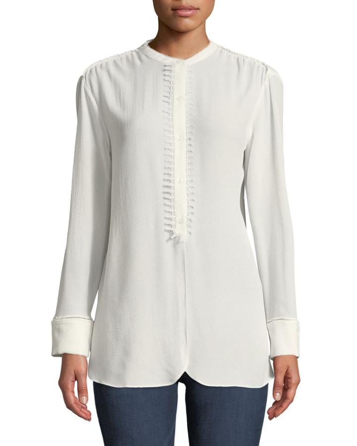 Tassel Placket Button-down Blouse