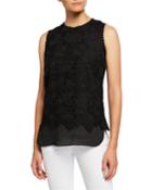 Sleeveless Lace Top With Crepe
