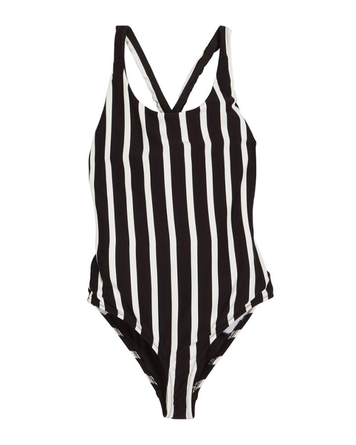Striped Scoop-neck One-piece Swimsuit,