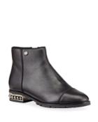 Beaded-heel Leather Booties