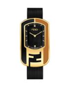 Chameleon 2-diamond Watch W/ Mesh Bracelet, Black/brown/gold