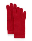 Portolano Cashmere Basic Knit Gloves, Rosso Cilegia, Women's, Rosso Red