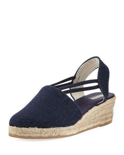 Julie Denim Wedge Espadrille, Blue/multi
