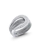 18k Diamond Pav&eacute; Horseshoe Ring, Gray,