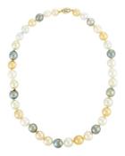 14k Multicolored Tahitian And South Sea Pearl Necklace,