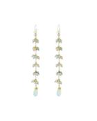 Long Beaded Crystal Dangle Earrings, Blue