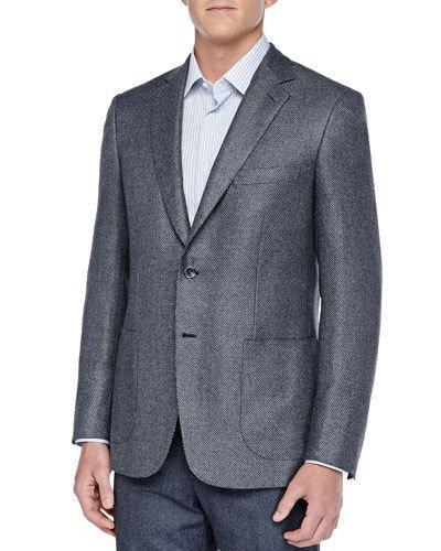 Stair-step Weave Blazer, Gray
