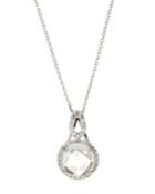 18k White Gold Milky Quartz & Diamond Pendant Necklace