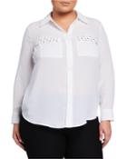 Plus Size Studded Button-down