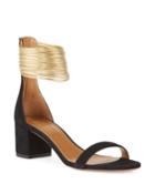 Suede Metallic Ankle-strap